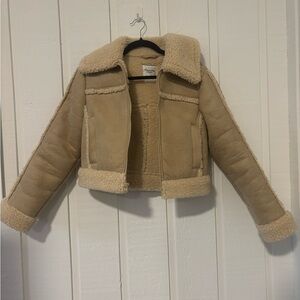 Abercrombie cropped vegan suede sherpa jacket